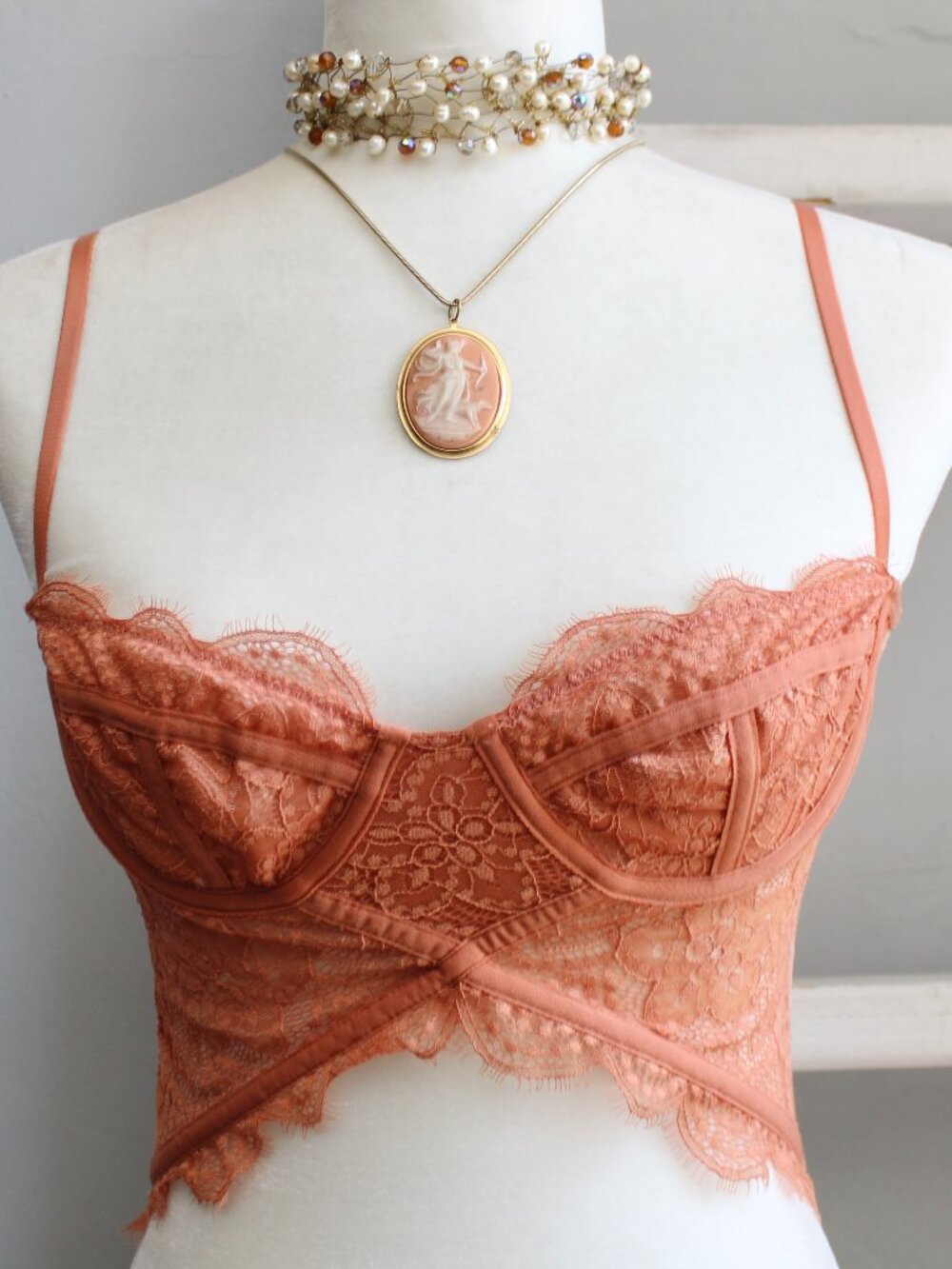 Urban Outfitters Out From Under Modern Love Cropped Corset Top Orange sz Medium
